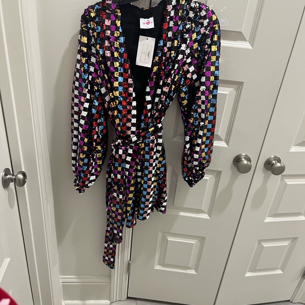 Buddy Love Colorful Sequin Long Sleeve Dress xs